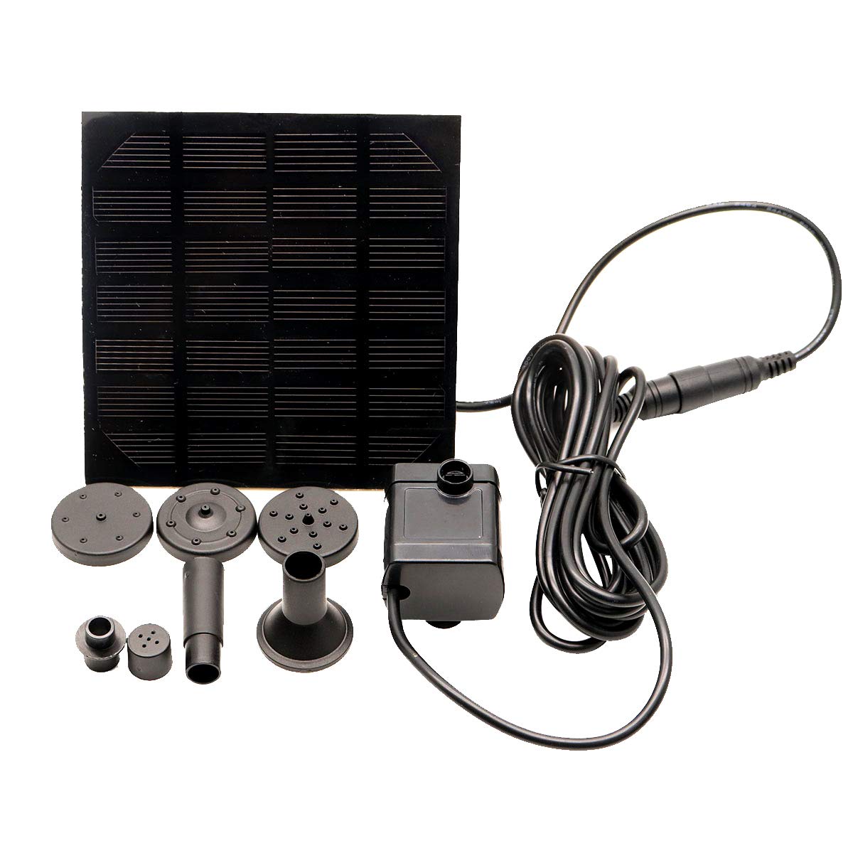 Hovico Solar Fountain panel on water enabling sun-powered operation for outdoors.