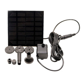 Hovico Solar Fountain panel on water enabling sun-powered operation for outdoors.