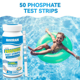 HOVIRAN phosphate test kit includes 50 strips for ongoing pool monitoring.