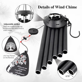Howarmer wind chime with classic black finish complements any porch.