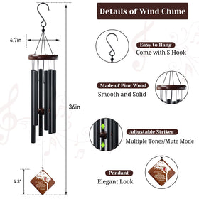 Howarmer cardinal pattern wind chimes gift box enhances memorial gifting with serene sounds.
