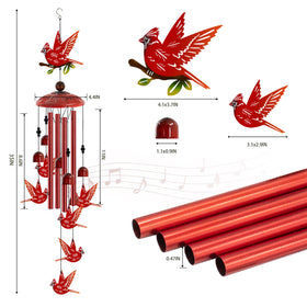 Howarmer Cardinal Wind Chimes tuned aluminum tubes create melodic outdoor ambiance.