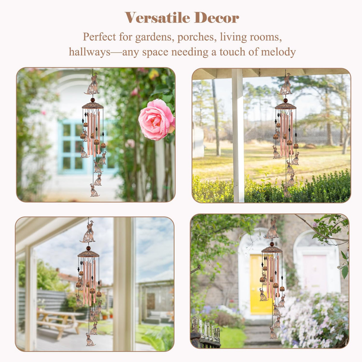 Howarmer dog windchimes outdoor decor for porches and walls
