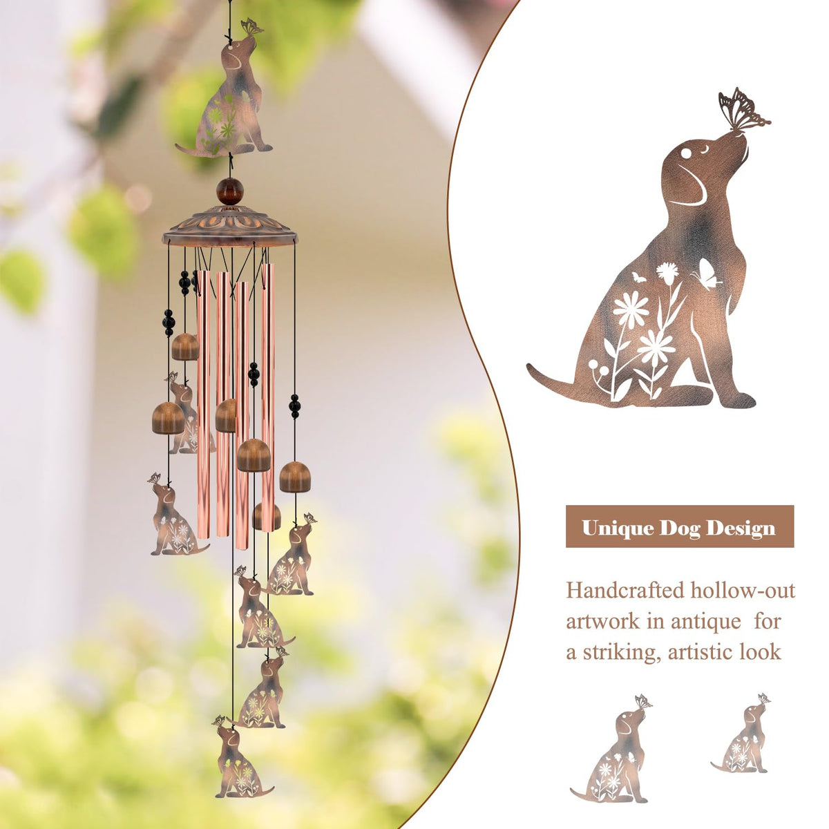 Howarmer dog windchimes small charms add playful detail