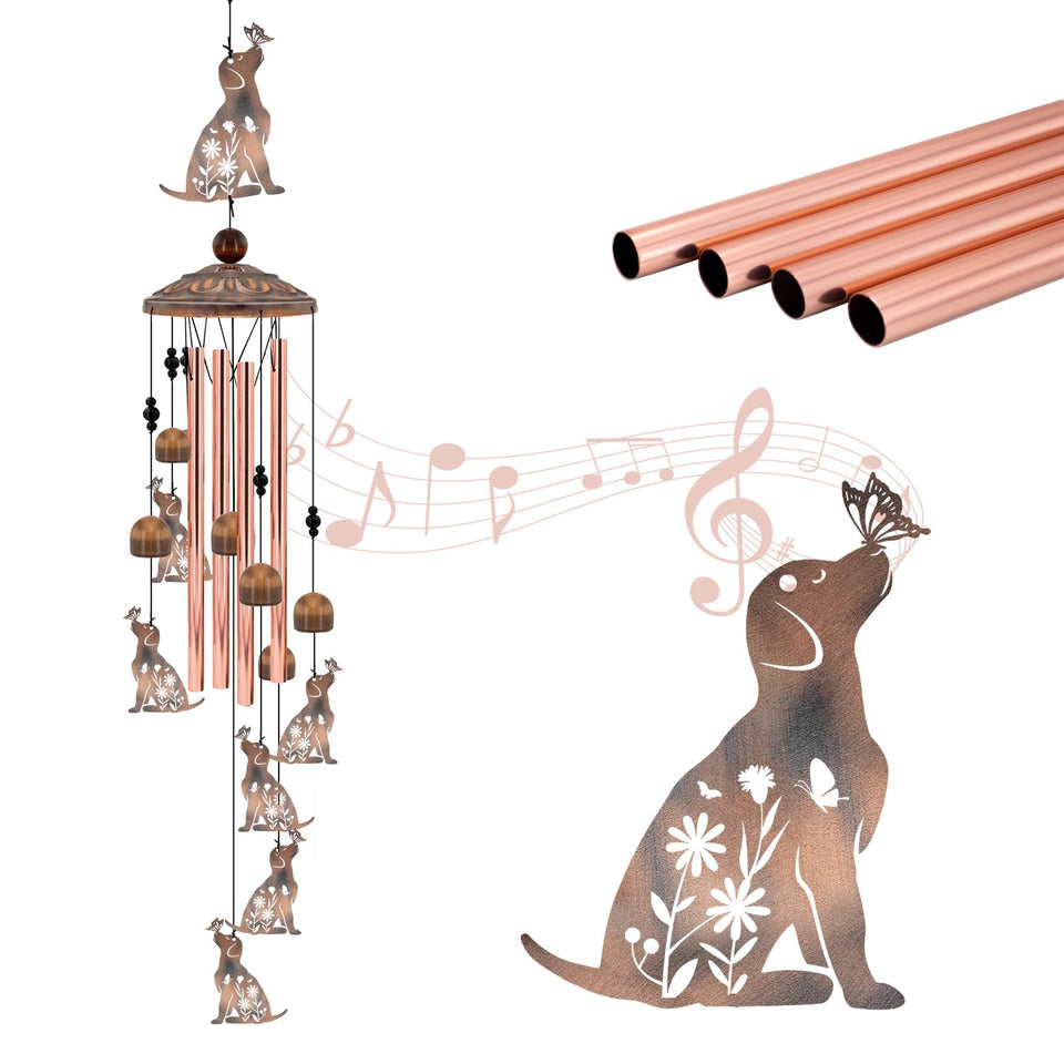 Howarmer dog windchimes topper enhances garden ambiance