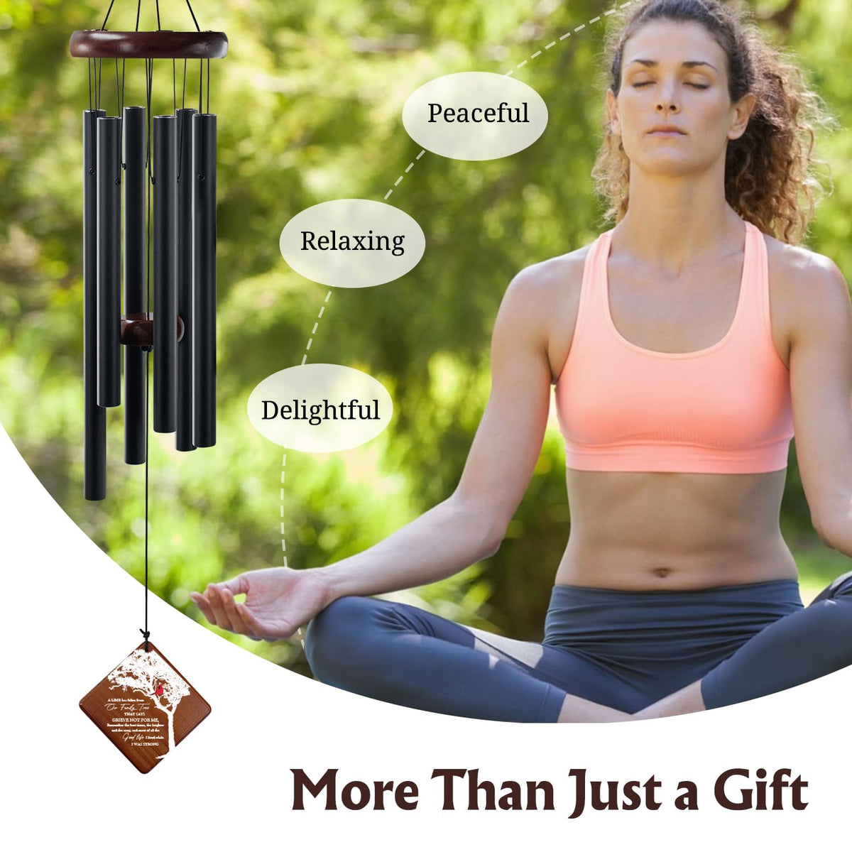 Howarmer hand-tuned aluminum wind chimes deliver a bright, calming outdoor melody.