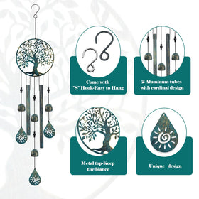 Howarmer wind chime with red metal tubes for clear outdoor tones.