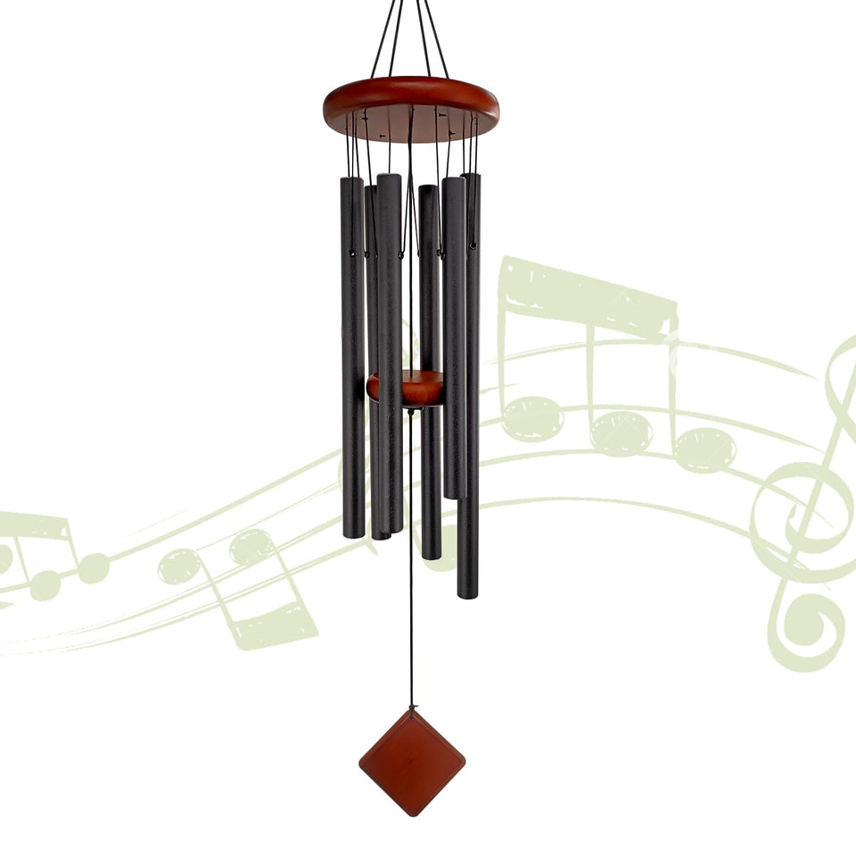 Howarmer small wind chimes outside with six tuned tubes for gentle melodies.