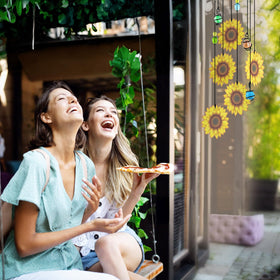 Howarmer Sunflower Wind Chimes are durable for outdoor use year round.
