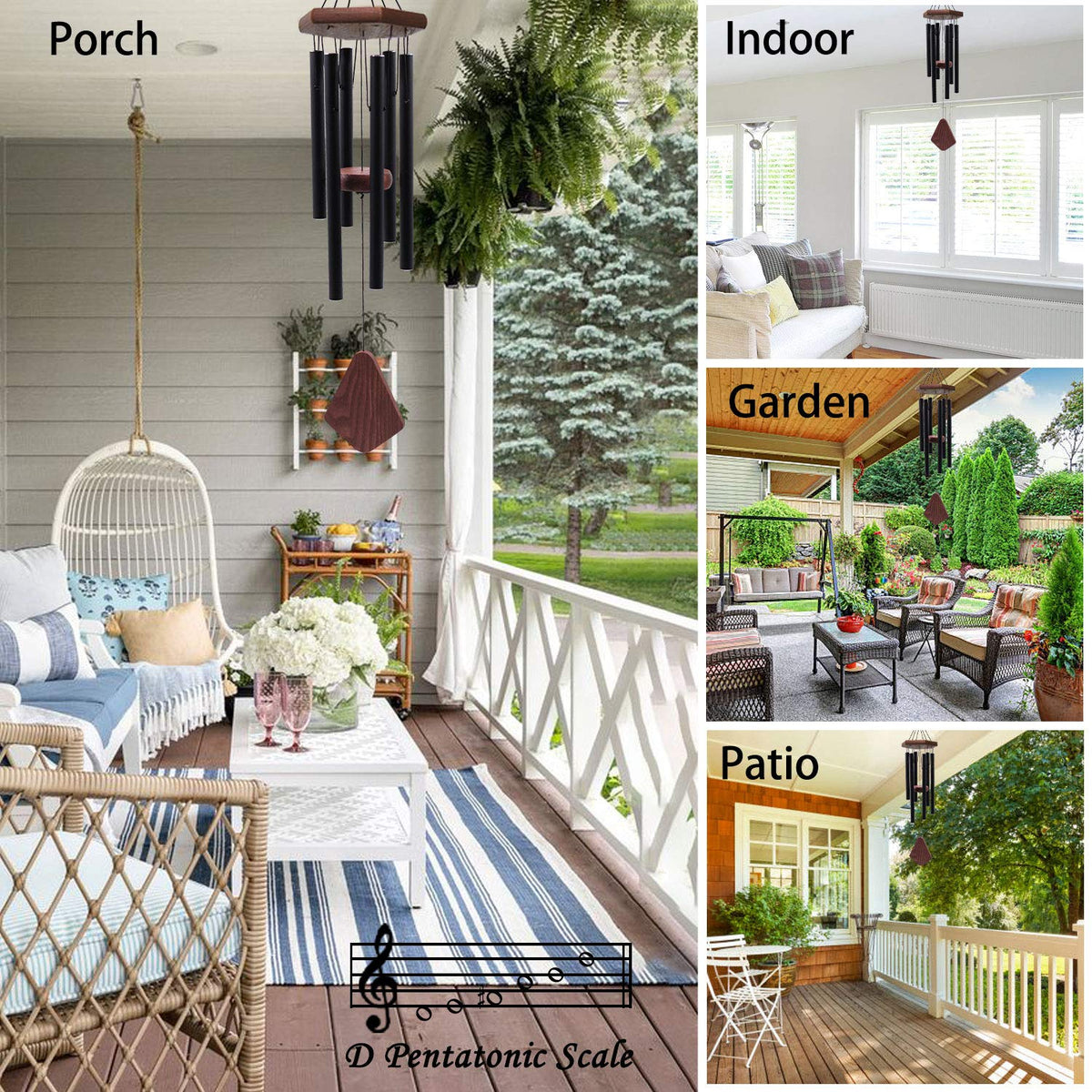 Howarmer wind chimes with beech wood top for sturdy hanging during routine use
