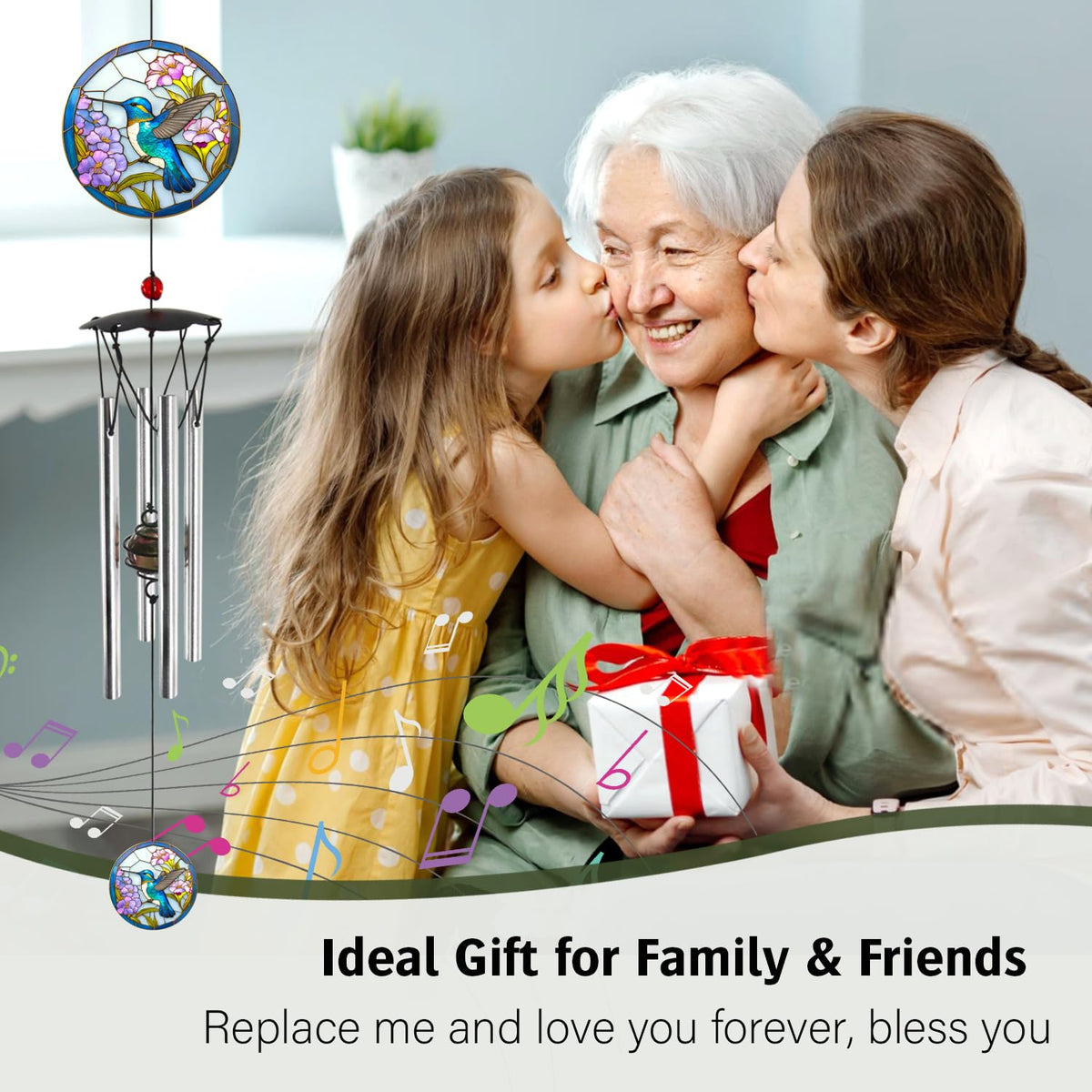 Howarmer wind chimes durable nylon rope for indoor or outdoor use