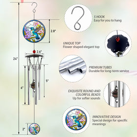 Howarmer wind chimes flower suspension with crystal beads enhances garden ambience