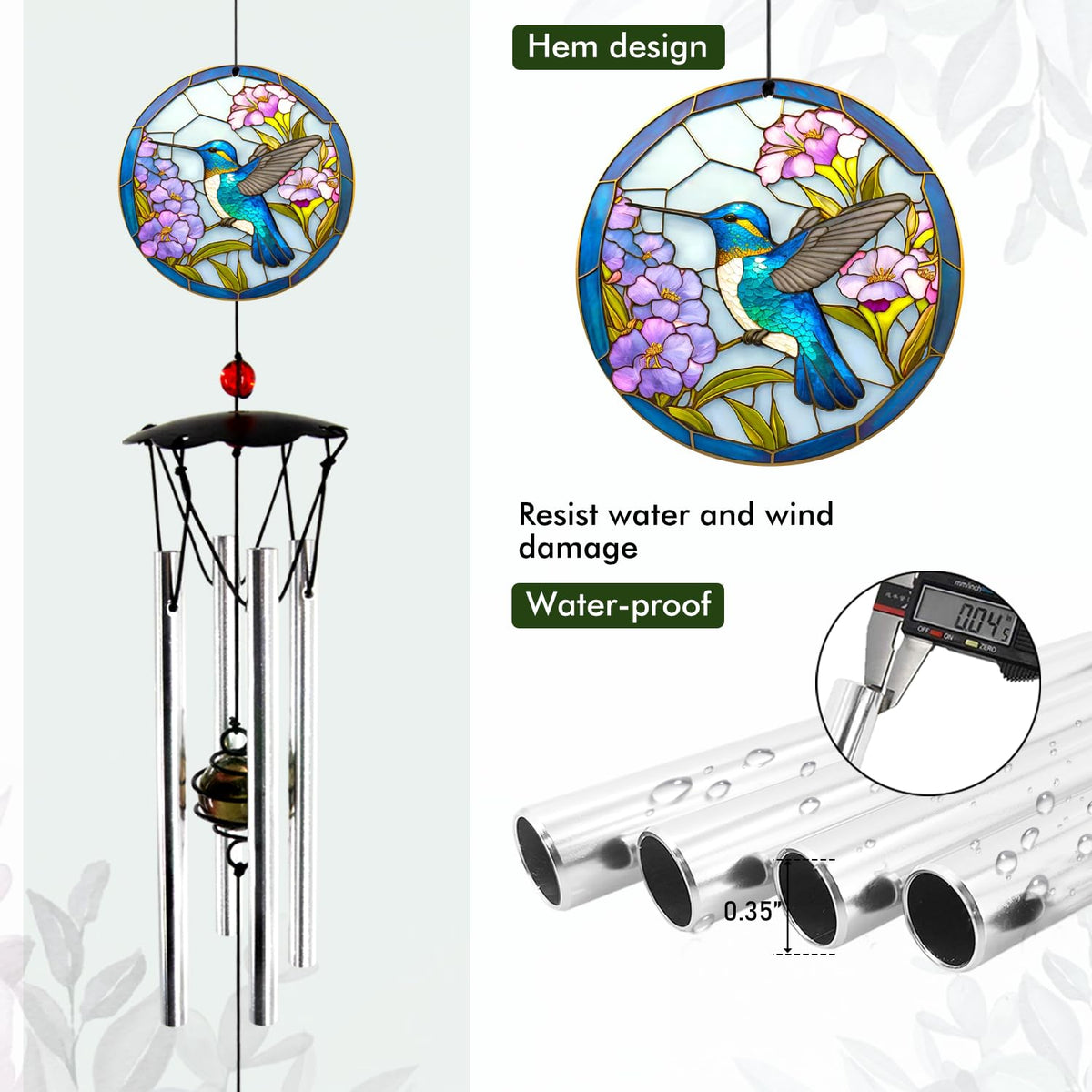 Howarmer wind chimes hummingbird design adds cheerful outdoor focal point