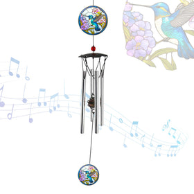 Howarmer wind chimes outdoors with hummingbird design for tranquil garden ambience