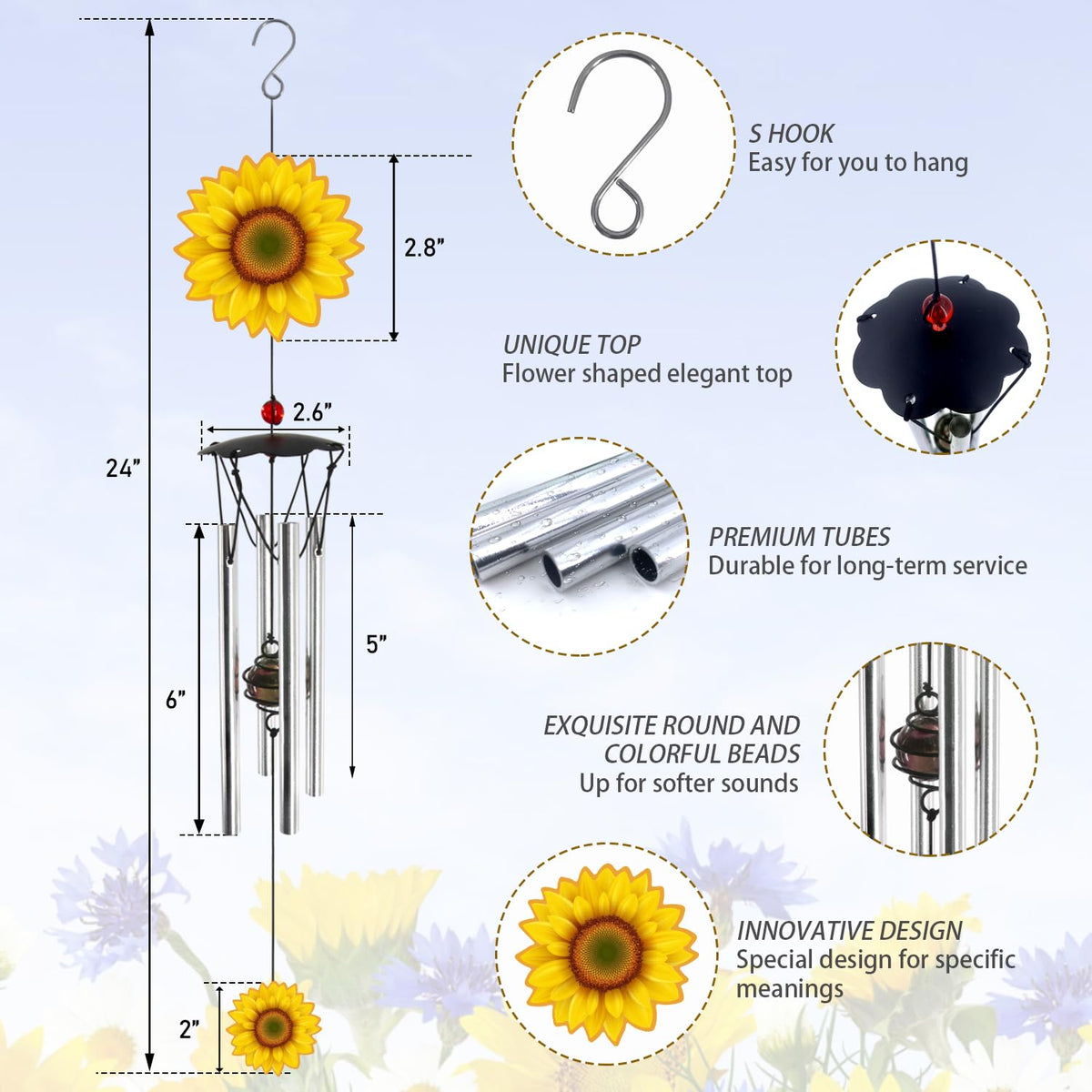 Howarmer wind chimes patio and garden decor adding vibrant outdoor charm.