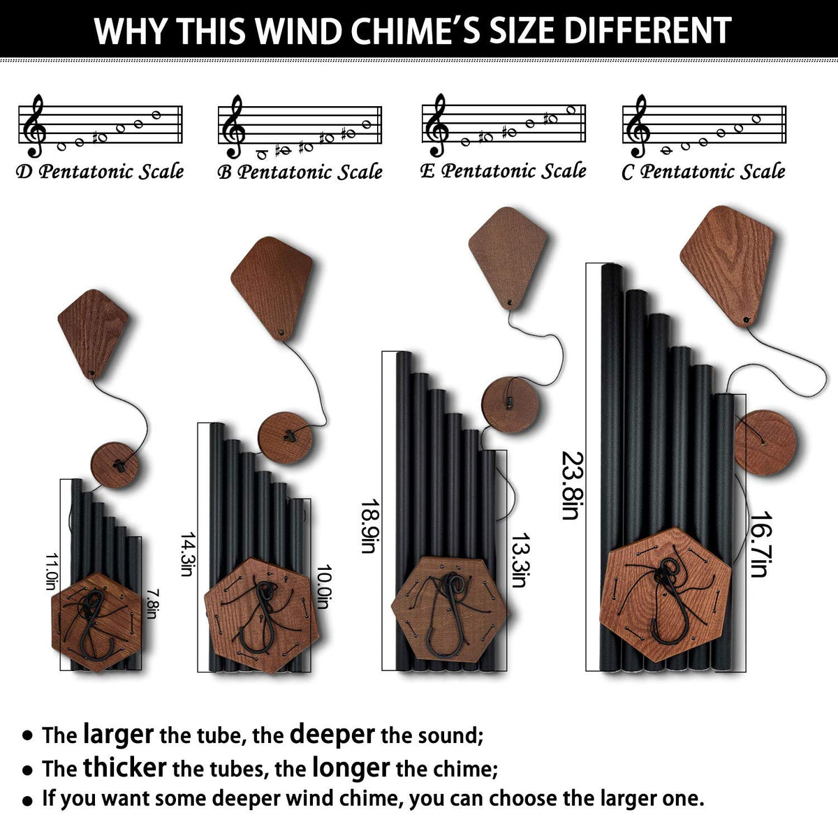 Howarmer wind chimes 28 inch hanging on porch demonstrates size and presence