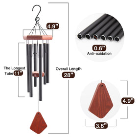 Howarmer wind chimes six tubes close up showing premium aluminum for durable outdoor decor