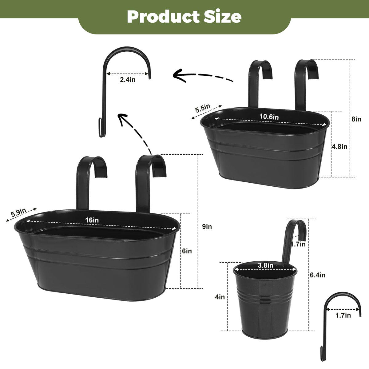 HowRU medium hanging flower pots highlight mid-size plants for balcony displays