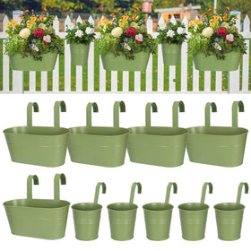 HowRU metal iron flower pots for railing add balcony greenery.