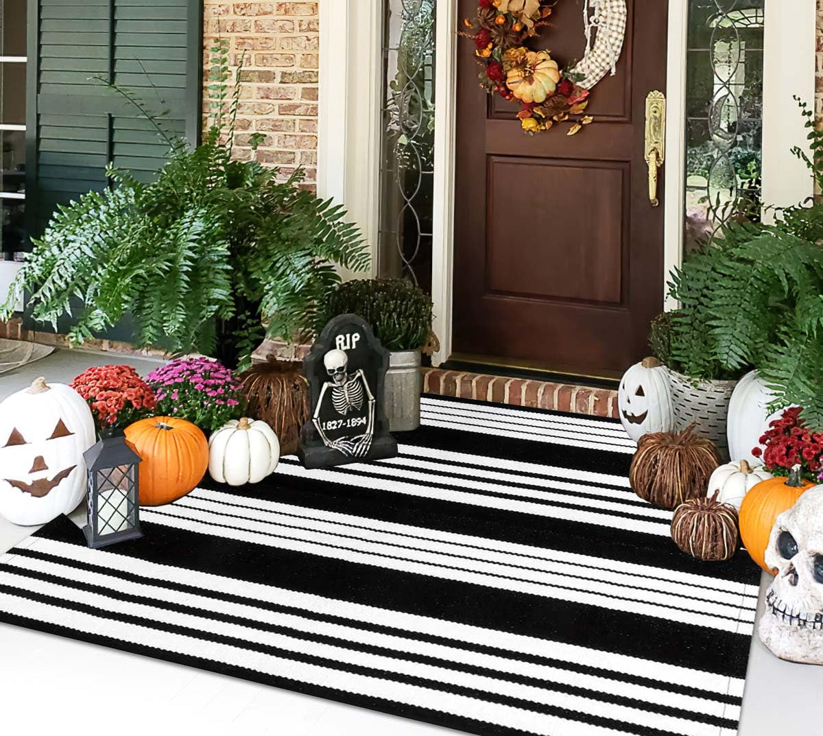 HOXCIK farmhouse-modern rug complements layered decor and entryway styling