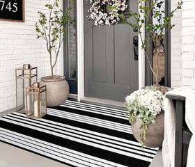 HOXCIK entryway rug is vacuum-friendly and easy to clean for busy homes