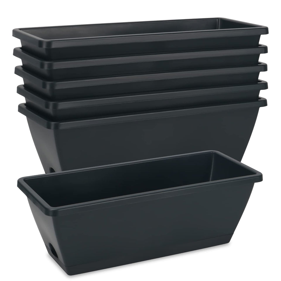 HOXHA Window Box Planter 6-pack with tray for tidy watering and soil containment.