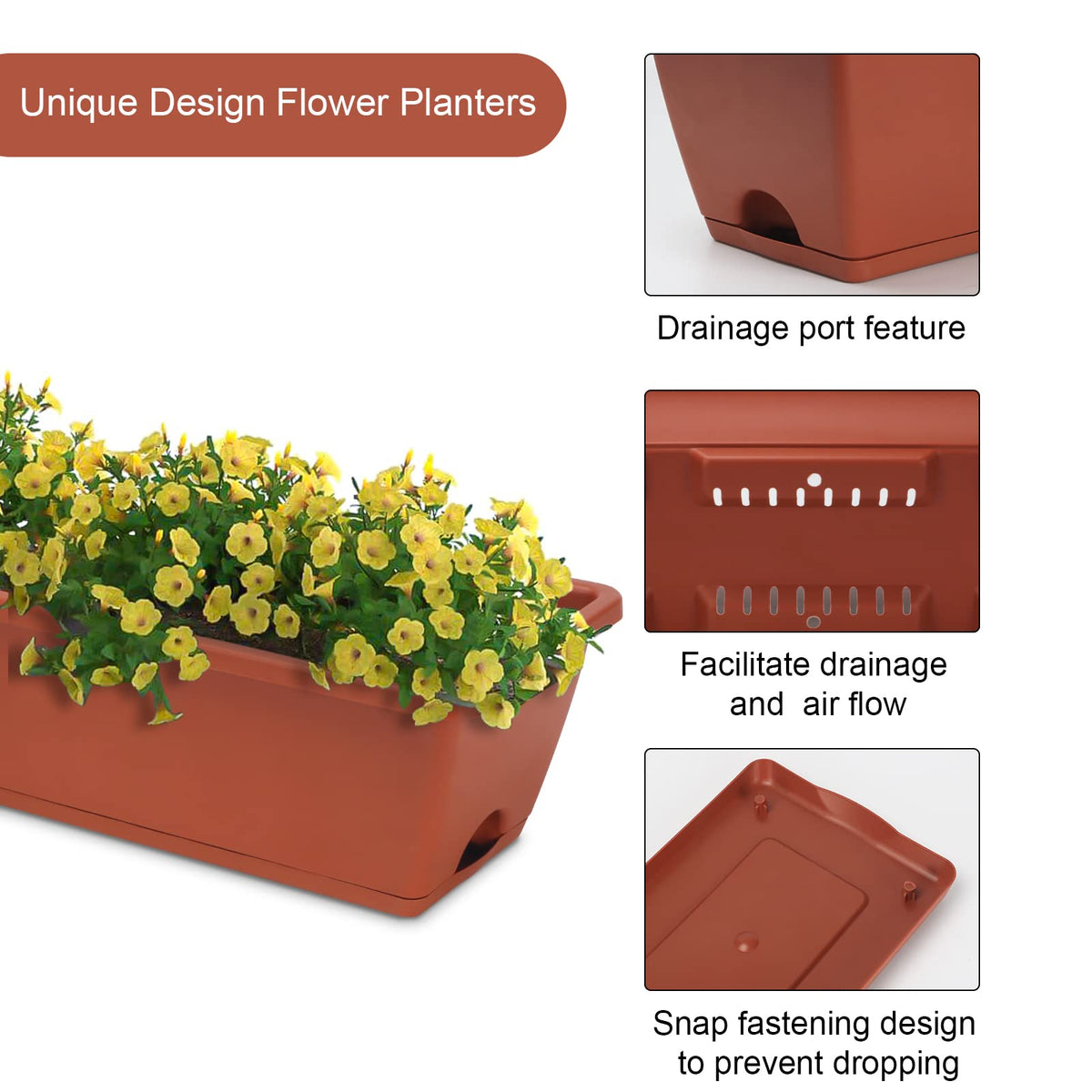 Durable HOXHA plastic material withstands wind and rain outdoors.