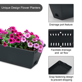 HOXHA Window Box Planter durable plastic endures wind and rain for seasons.