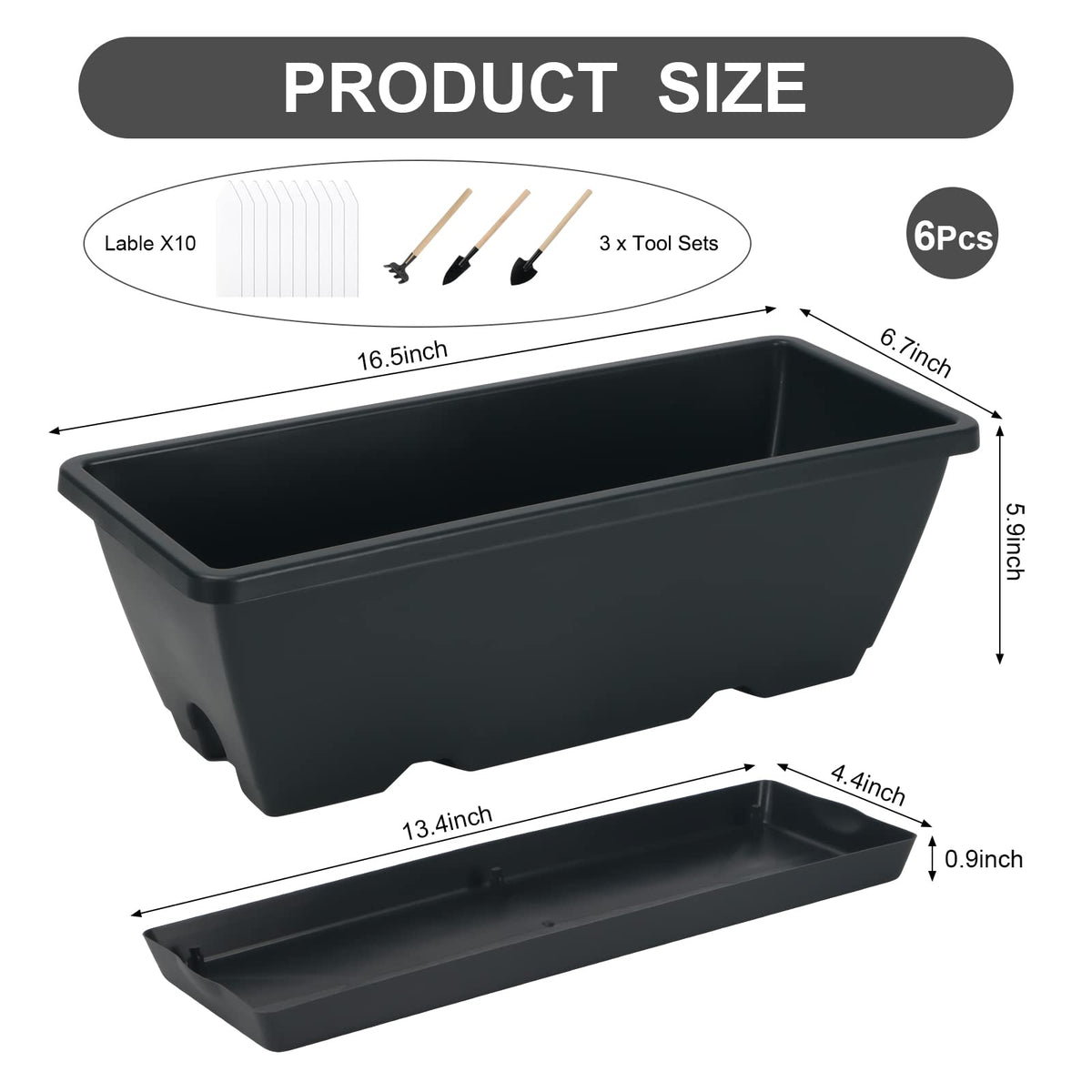 HOXHA Window Box Planter water inlets enable direct watering and soil aeration.