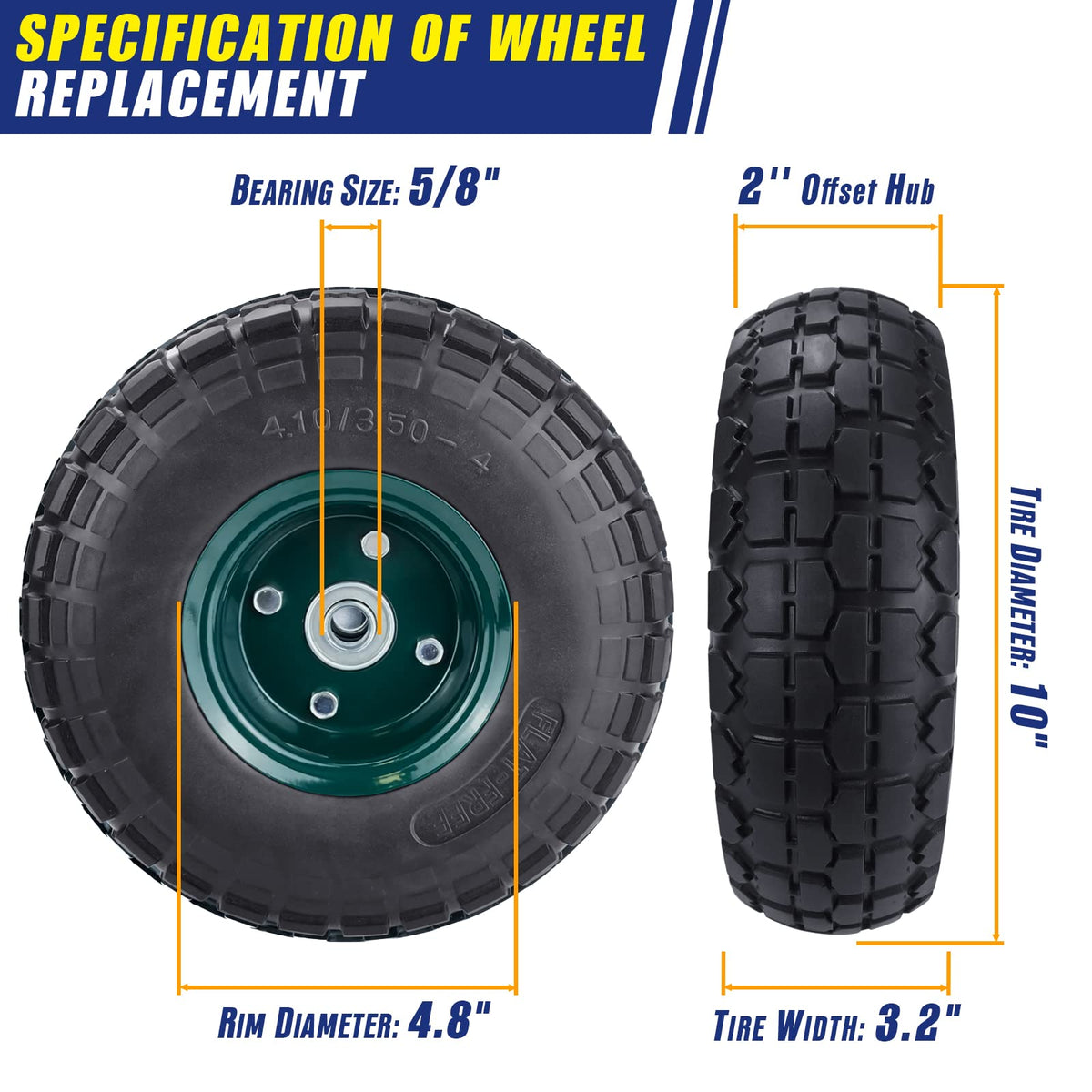 HOXWELL airless 10-inch tire on garden wagon for reliable outdoor use