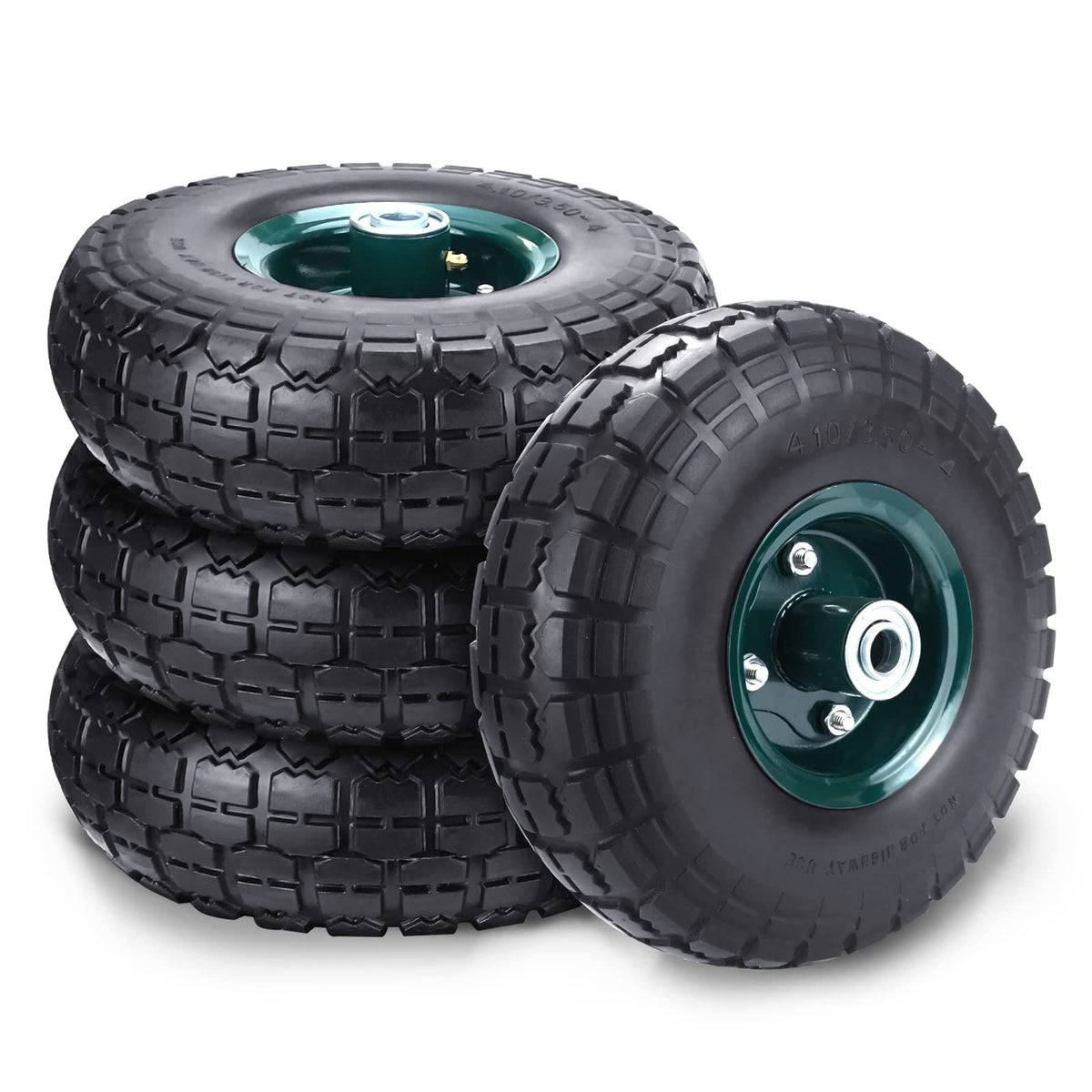 HOXWELL 10-inch flat-free tire for wheelbarrow, showing puncture-free reliability in action