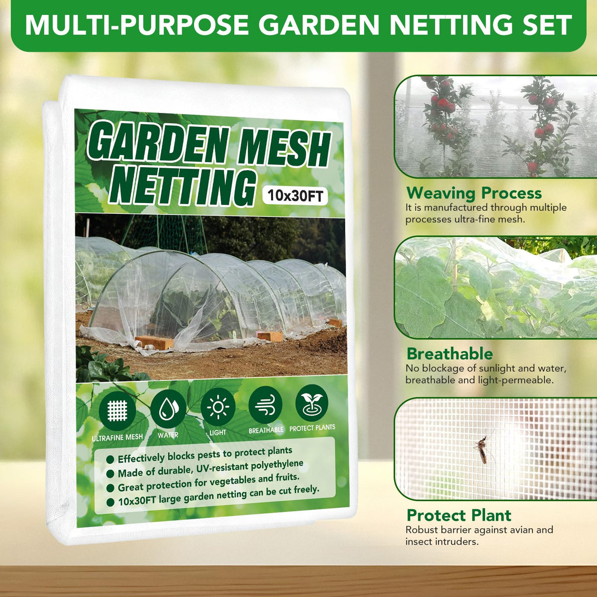 Hoyejyou fiberglass hoops provide sturdy rust-free support for garden tunnels.