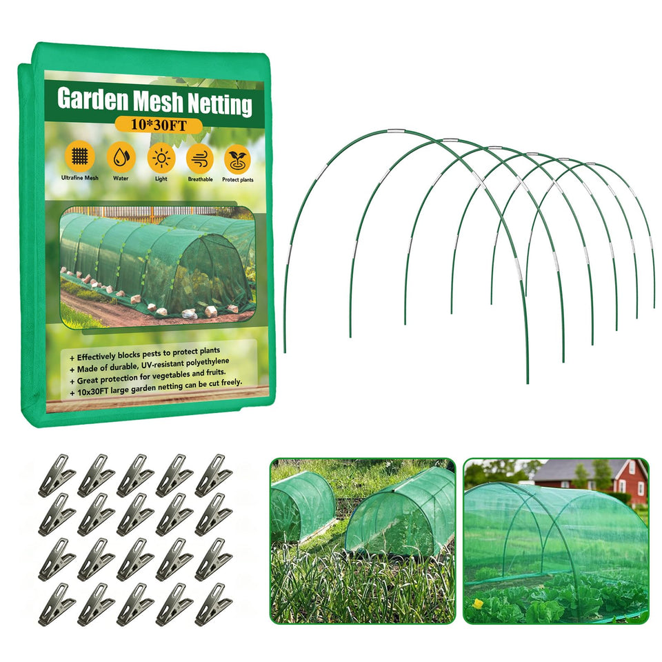 Hoyejyou garden netting kit 10x30ft ultra-fine mesh protects vegetables and flowers