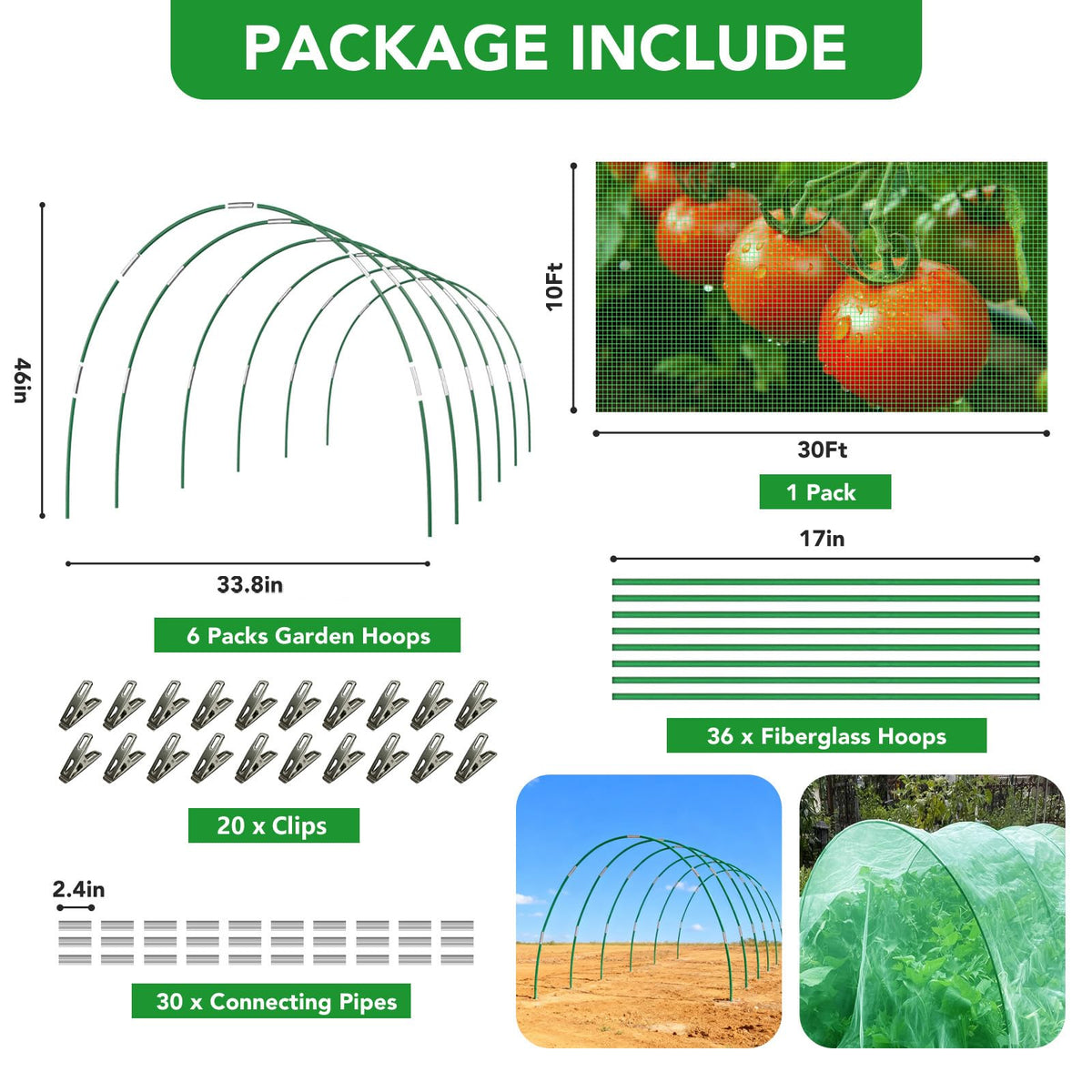 Hoyejyou netting kit connectors help customize grow tunnels