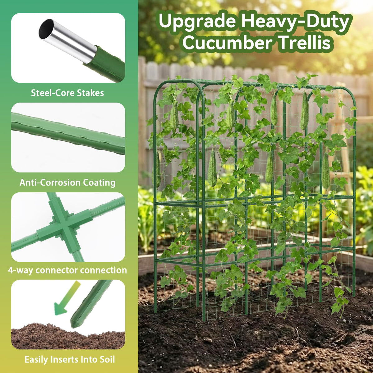 Hoyejyou U-shape garden trellis provides sturdy framing for climbing plants.
