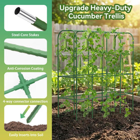 Hoyejyou U-shape garden trellis provides sturdy framing for climbing plants.