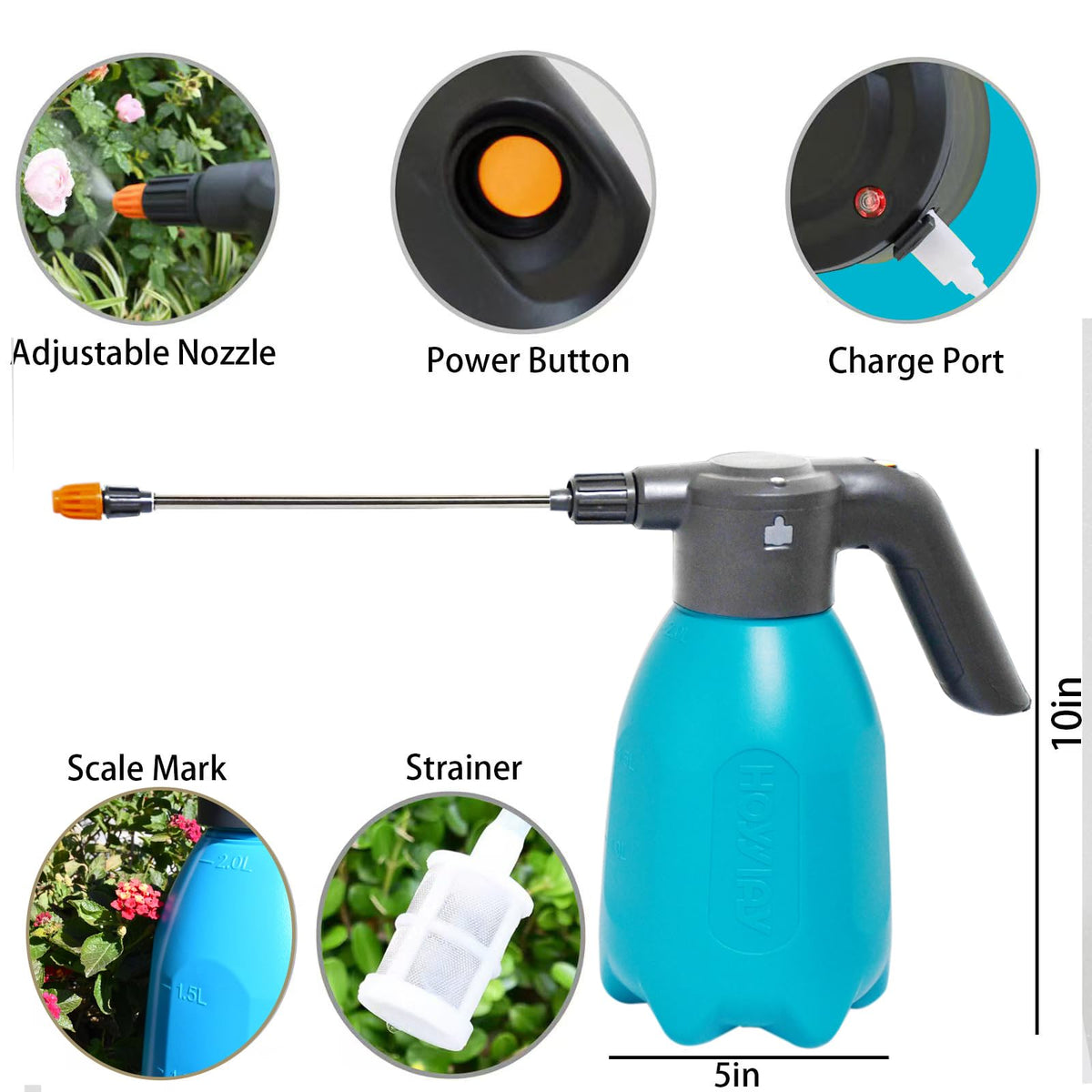 HOYYIAY ES2-PRO extended nozzle for reaching corners and efficient water delivery