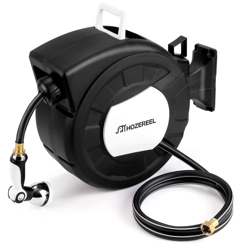 HOZEREEL retractable hose reel wall mount enables quick watering and tidy outdoor spaces.