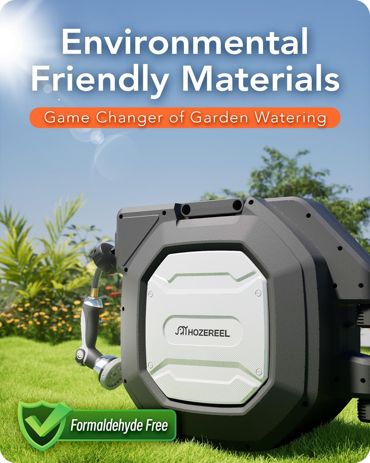 HOZEREEL UV-resistant material withstands sun and cold for outdoor use.