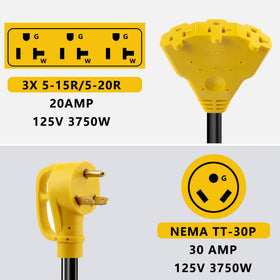 HOZHEM TT-30P male connector enabling RV power access