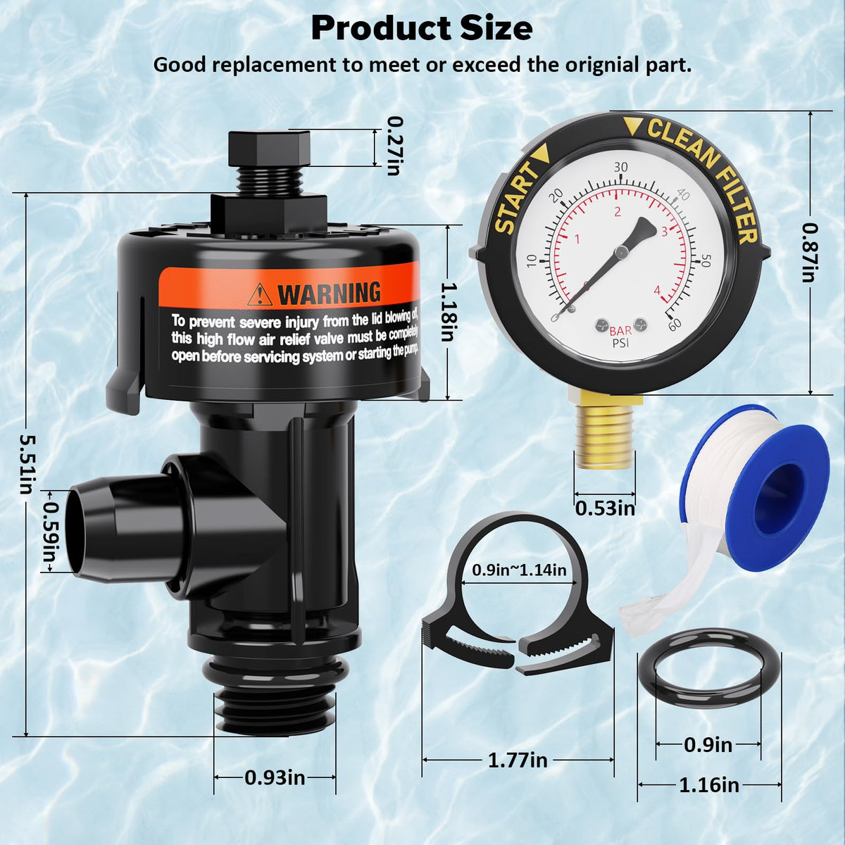 HOZOL compact-size-relief-valve fits many filters with ease