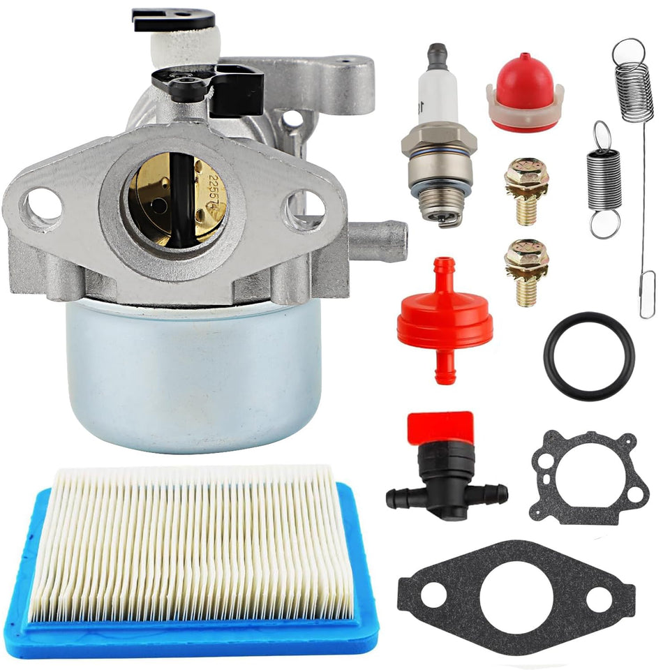 HPENP carburetor with air filter and spark plug for reliable lawn mower performance.