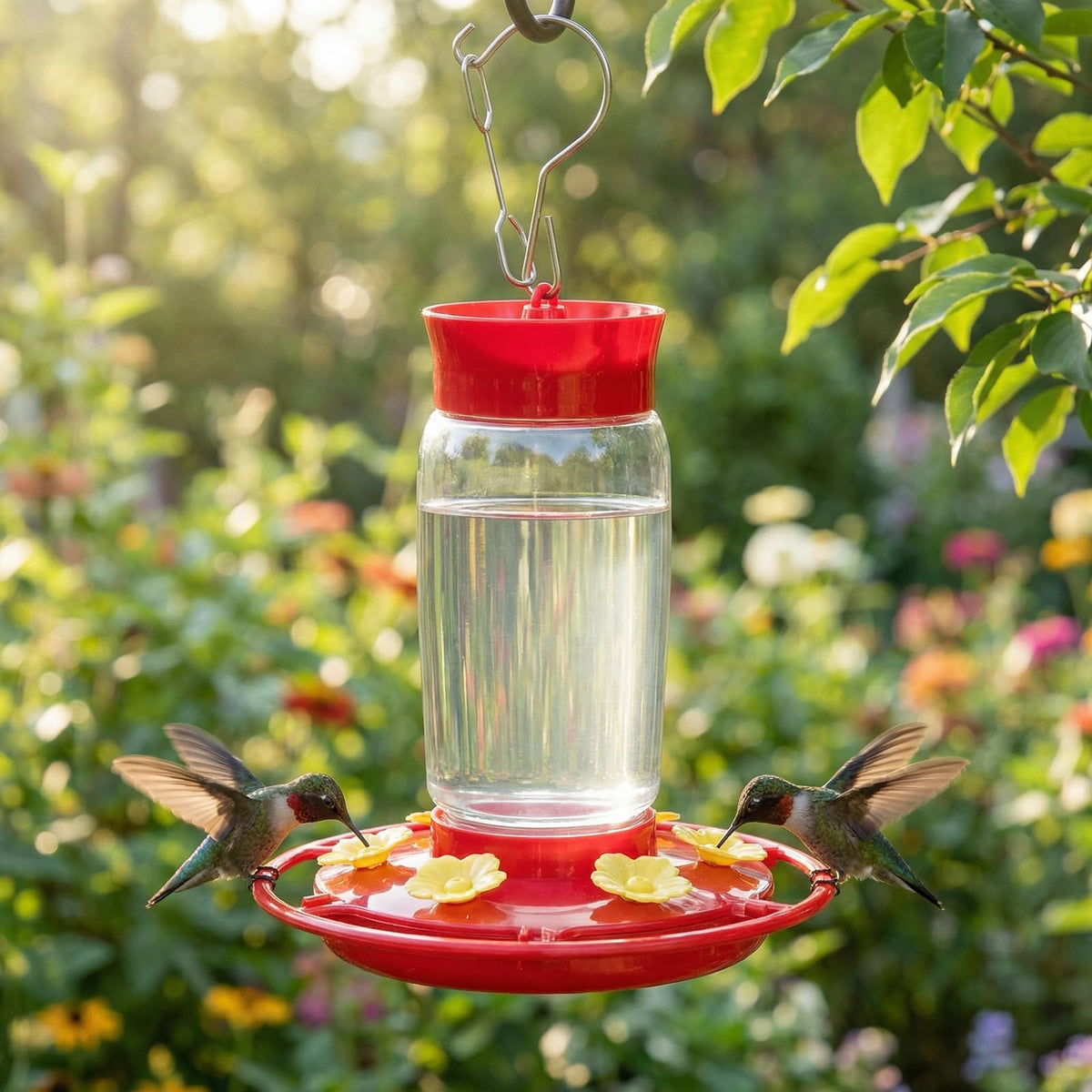 Hpewi hummingbird feeder six bee-proof ports designed for hummingbird feeding