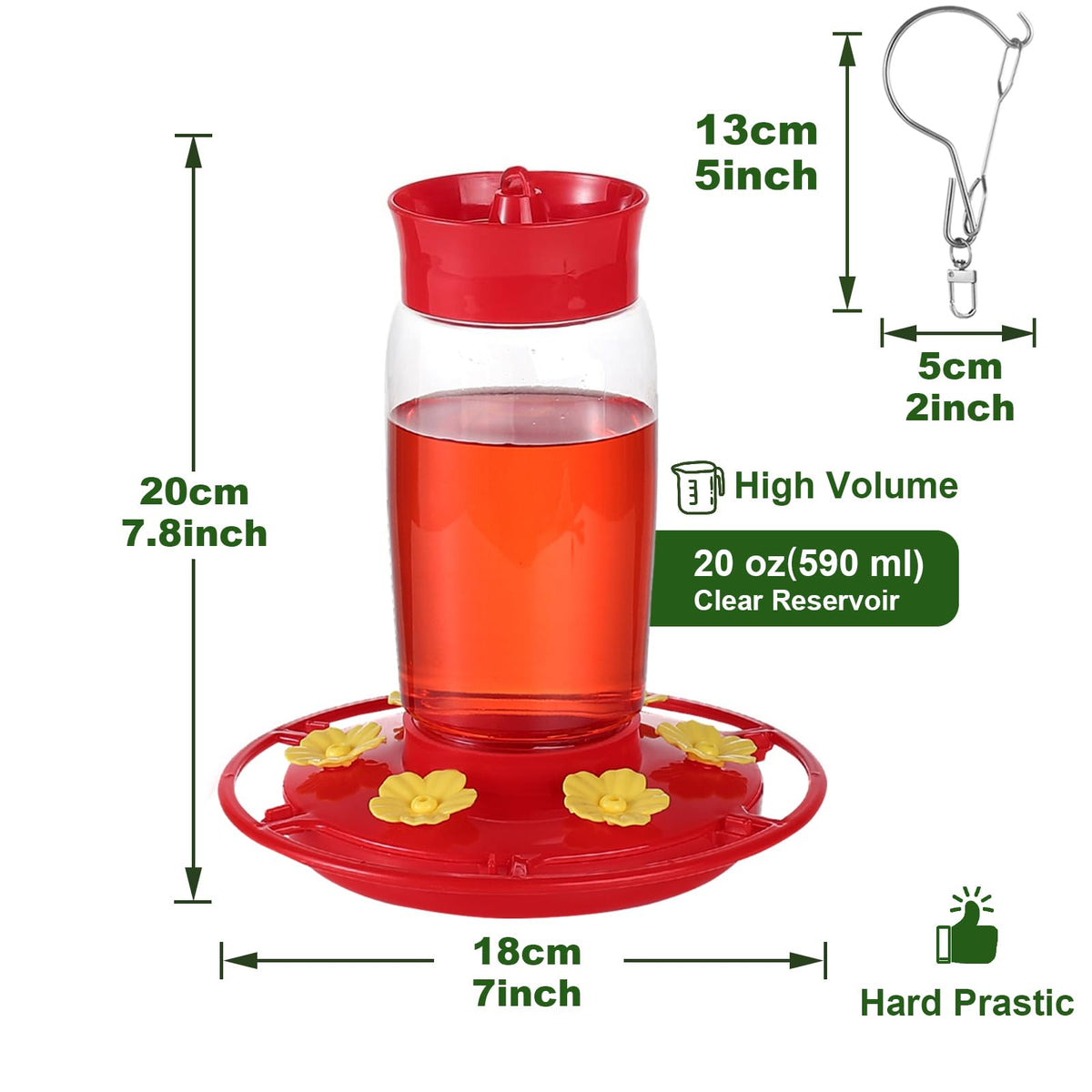 Hpewi hummingbird feeder leak-proof base reduces spills during refills