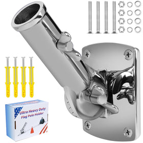 HPGOED 316 stainless flag pole holder with mirror polish for outdoor flag displays