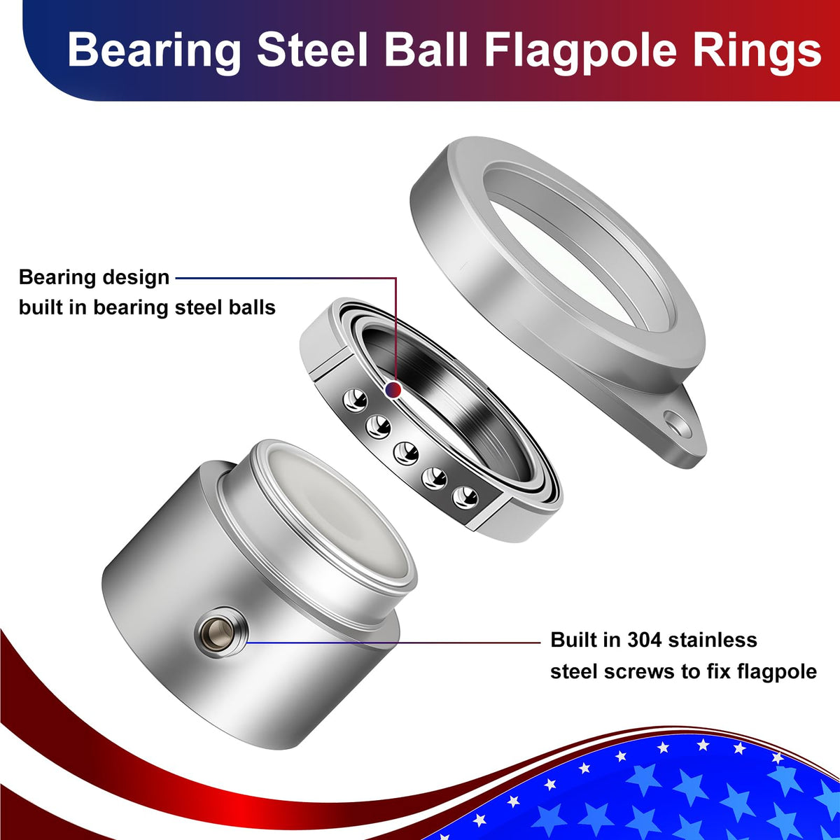 HPGOED 360-degree rotating flag ring enables tangle-free spins