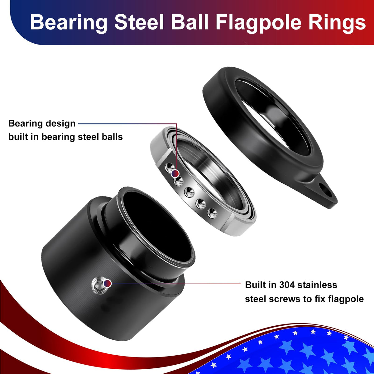 HPGOED 360-degree rotating flagpole spinner enables smooth spins in windy conditions