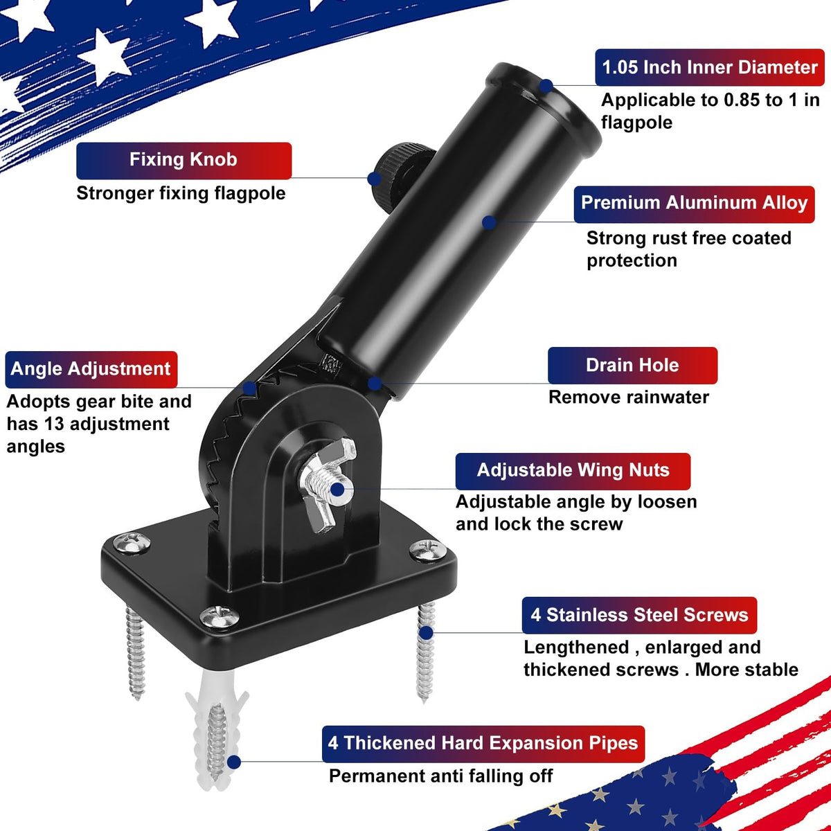HPGOED adjustable angles 13-position design lets flags catch attention.