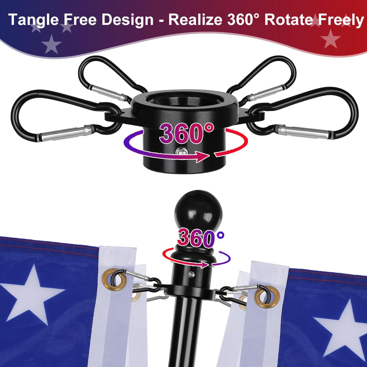 HPGOED adjustable diameter flagpole rings fit 0.75 to 1 inch poles
