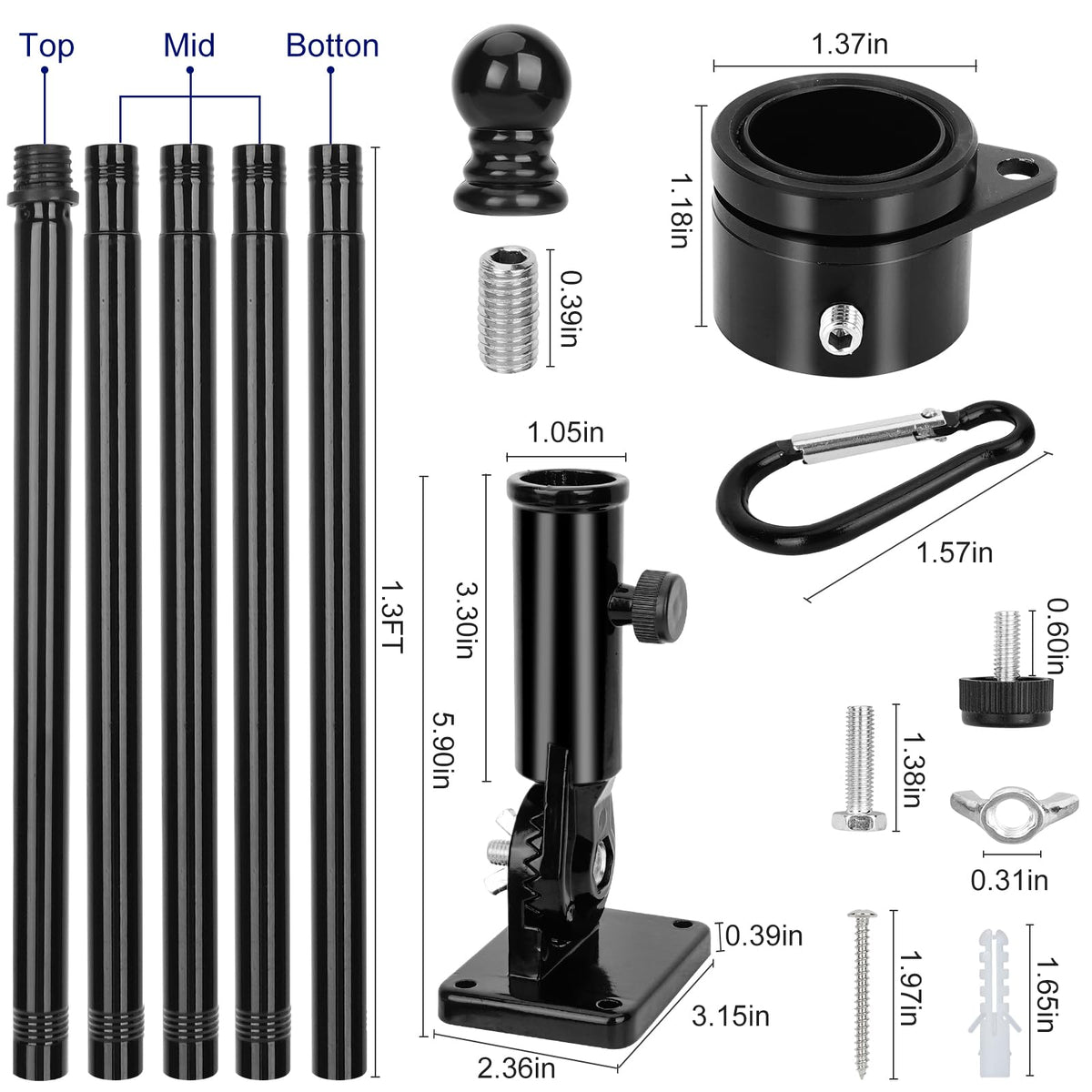 HPGOED aluminum flagpole rings resist rust and deformation.